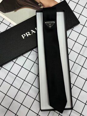 🖤 ​​Prada Black Triangle Logo Tie Gift Box Set Unisex